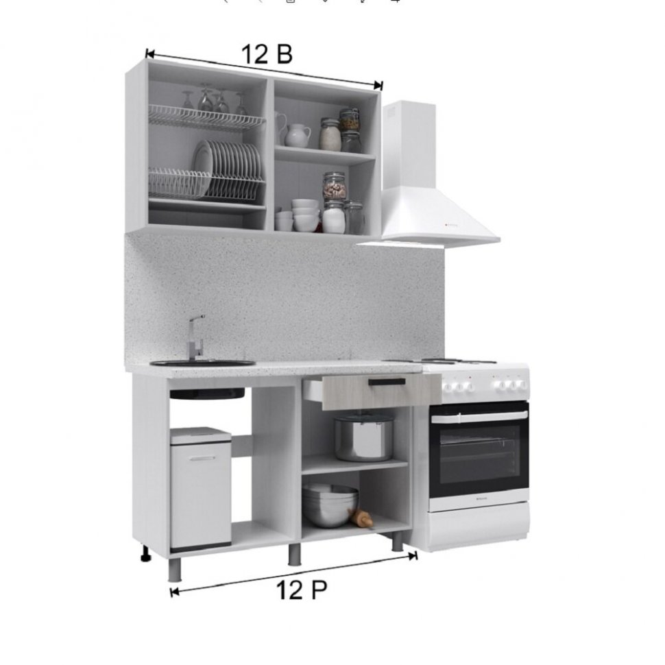 Кухня Танго 1,2 м, Белый