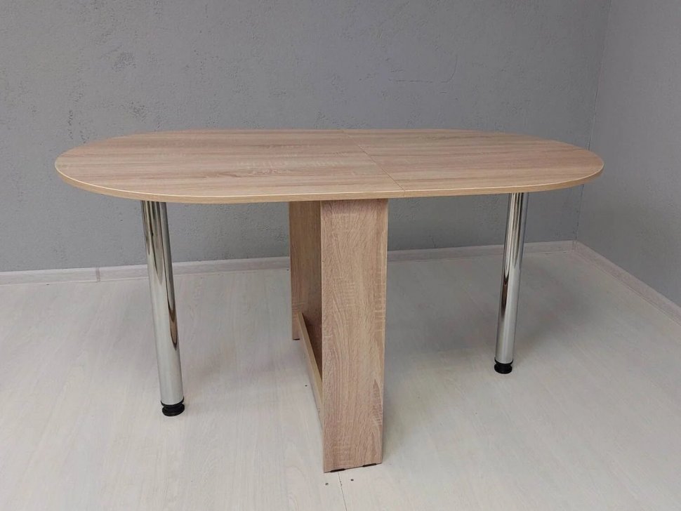 Стол раскладной овальный Хром / Дуб Сонома