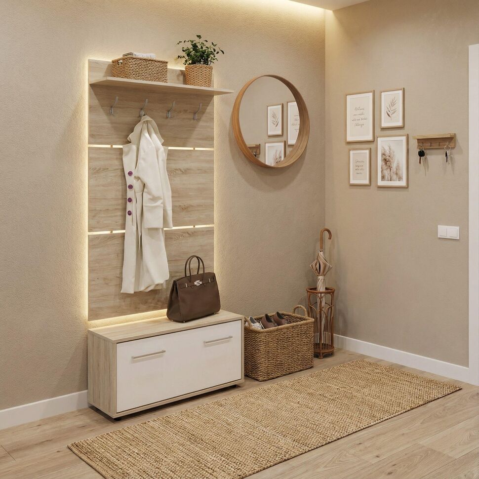 Прихожая ТП-3 + ВШ-3 Дуб Сонома / Белый