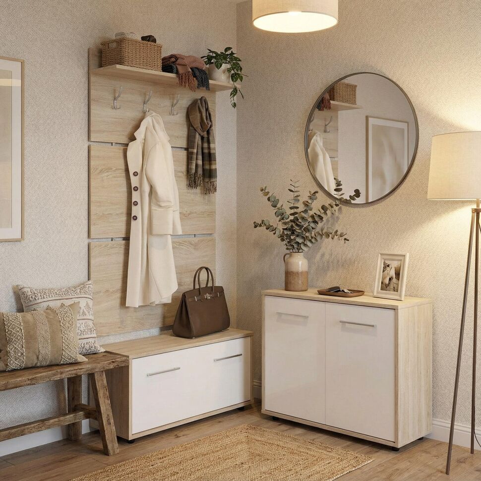 Прихожая ТП-3 + ВШ-3 Дуб Сонома / Белый