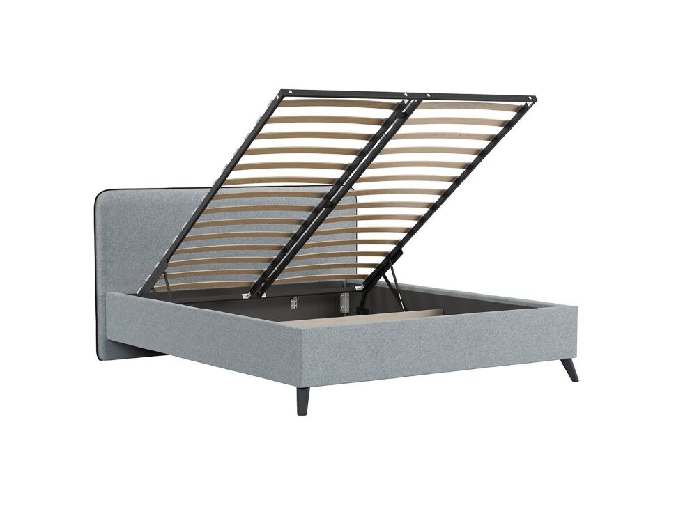 Миа кровать 160 Bravo grey (серый) / кант Лайт 10 Велюр (коричневый)