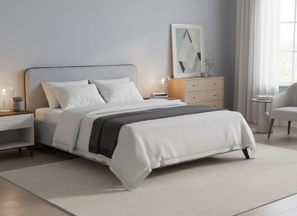 Миа кровать 160 Bravo grey (серый) / кант Лайт 10 Велюр (коричневый)