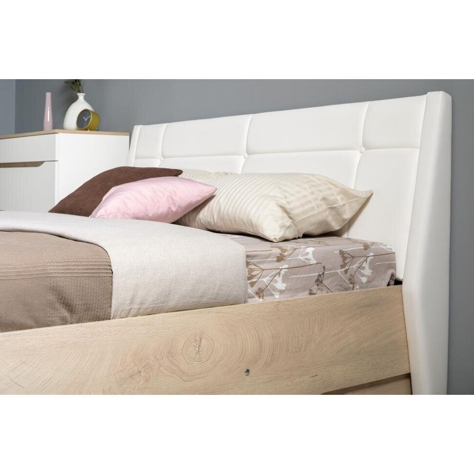 Муссон кровать 11.28 Дуб Эндгрейн/к/з Марвел вайт