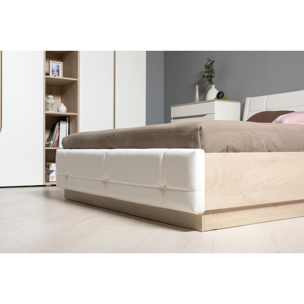 Муссон кровать 11.28 Дуб Эндгрейн/к/з Марвел вайт