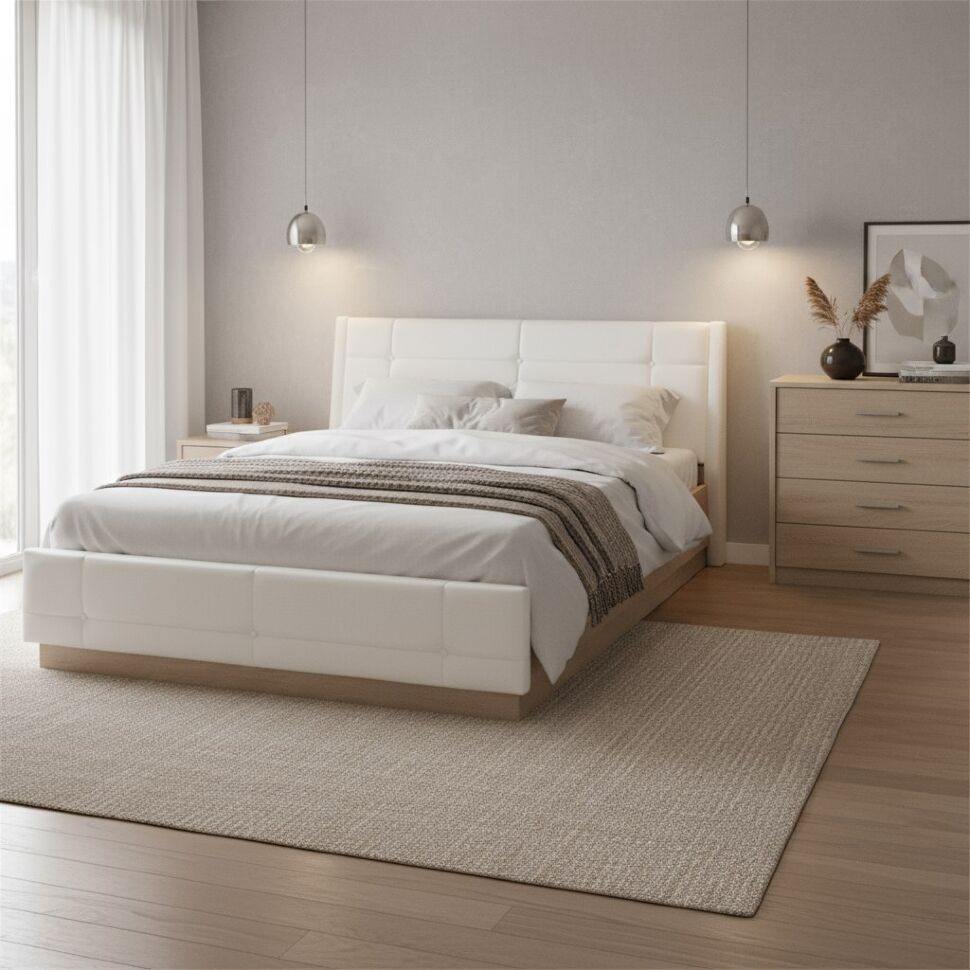 Муссон кровать 11.28 Дуб Эндгрейн/к/з Марвел вайт