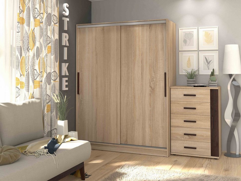 Шкаф-купе Strike 1350 без зеркал Глазов (Дуб Сонома)