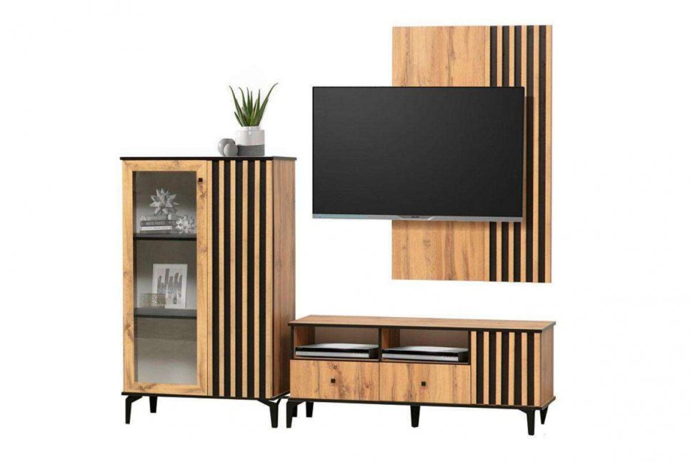 Стенка Либерти 6 (опора h150) Дуб вотан/Черный