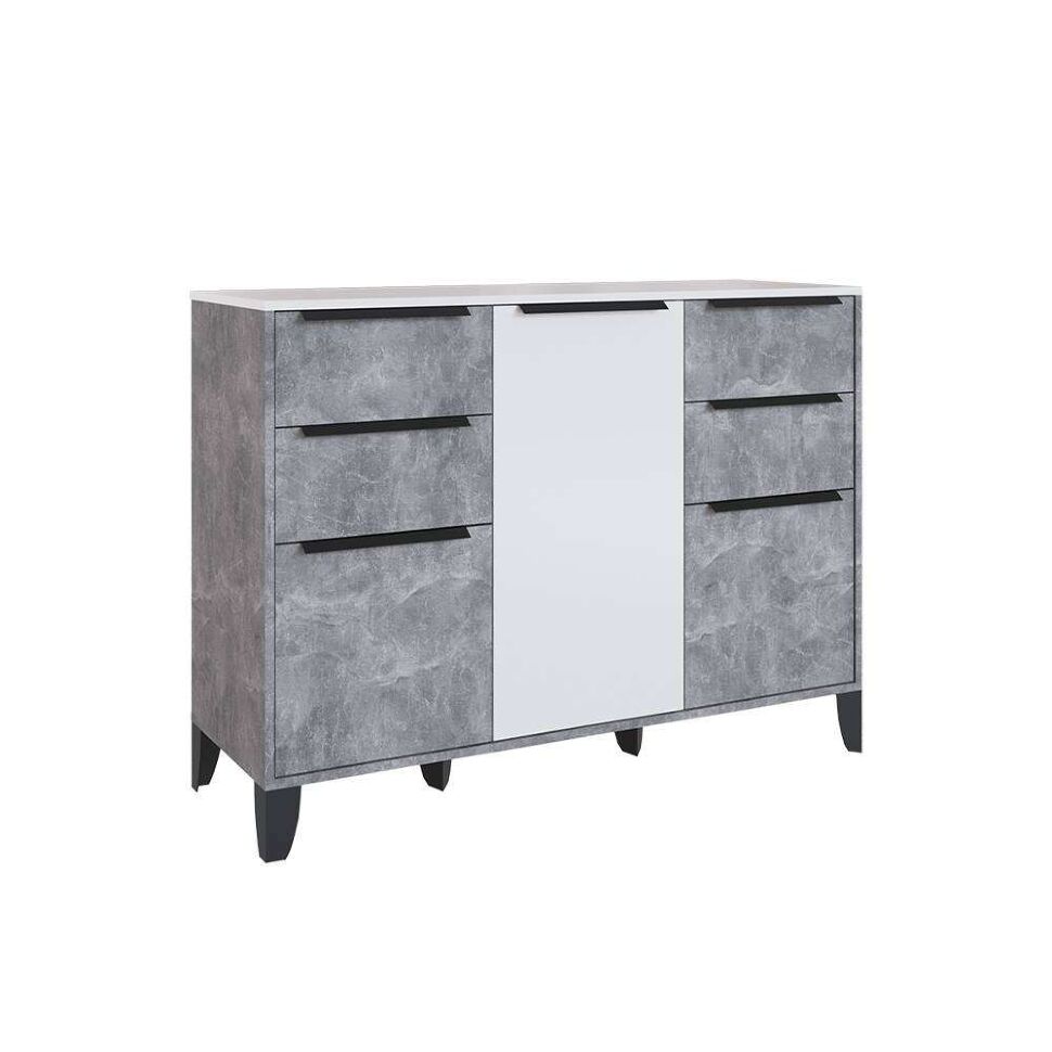 Комод Малави, Ателье светлое, Белый глянец