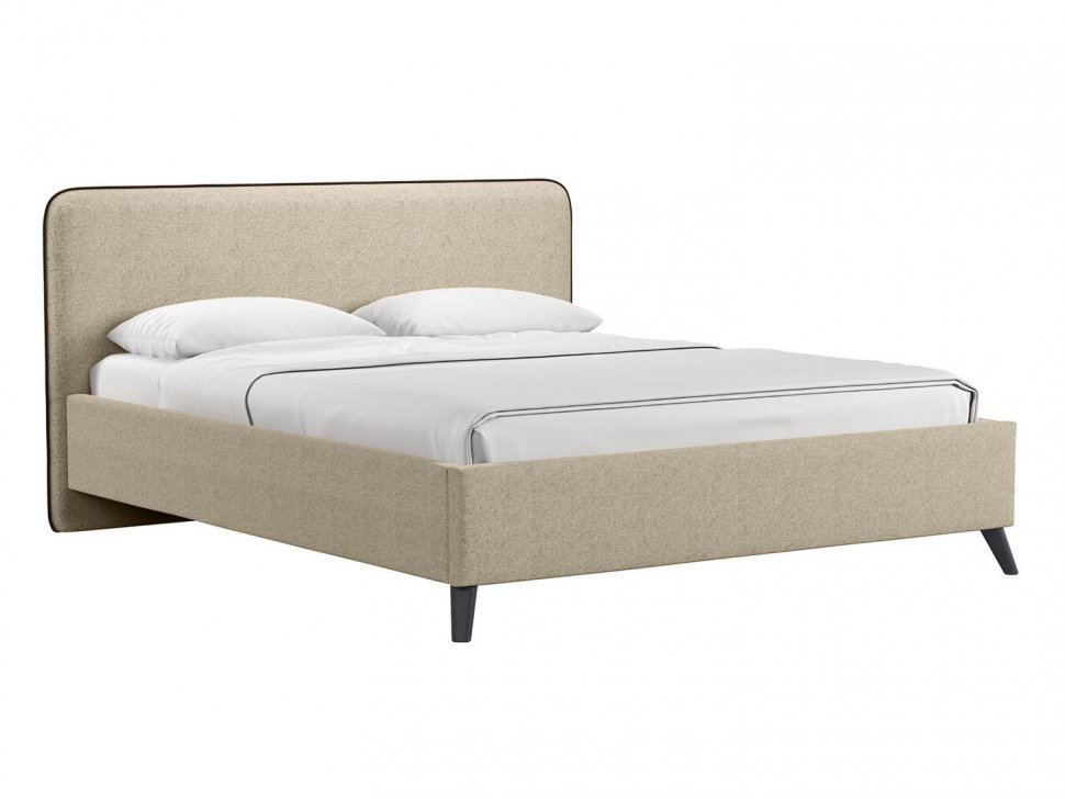 Миа кровать 160 Bravo light brown (бежево-коричневый) / кант Лайт 10 Велюр (коричневый)