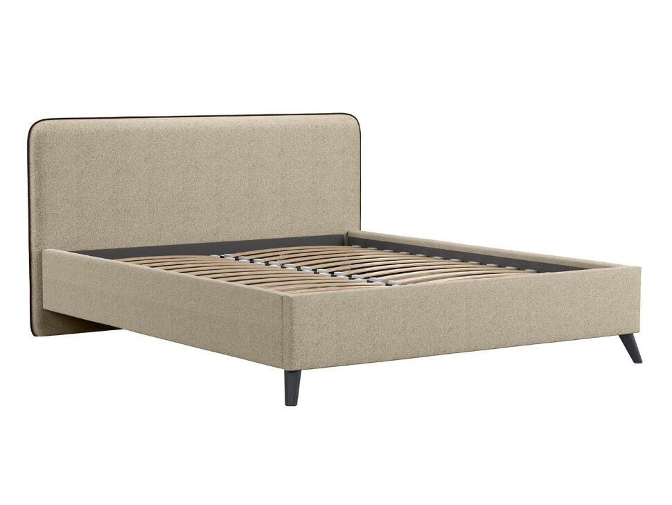 Миа кровать 160 Bravo light brown (бежево-коричневый) / кант Лайт 10 Велюр (коричневый)