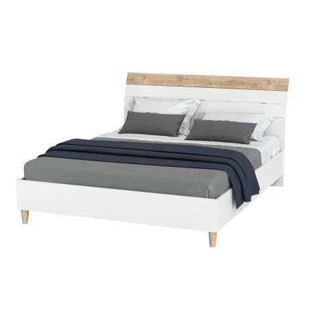 Муссон кровать 11.41 Дуб Эндгрейн/Белый