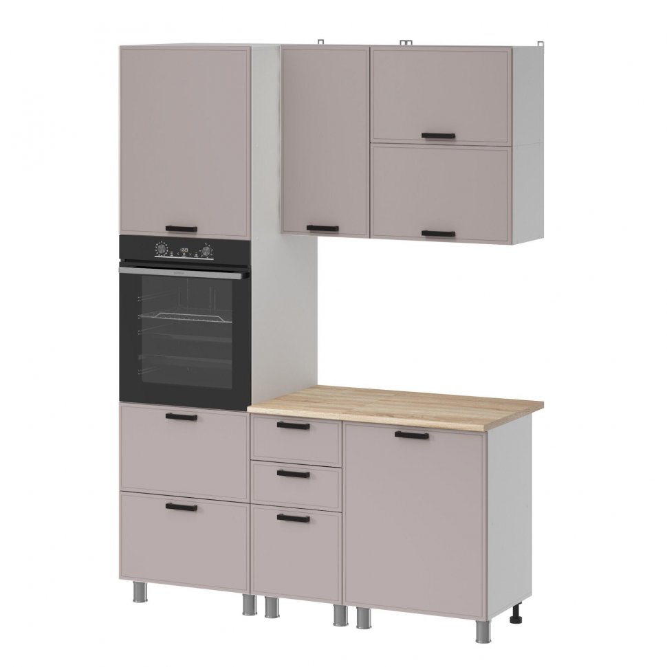 Кухня Аленушка 1,6м ПД 2 Магнолия Кашемир,скоба черный,сонома