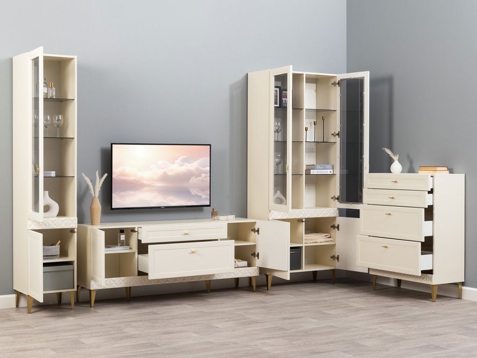 Марион шкаф-витрина 16.397.02 Слоновая кость