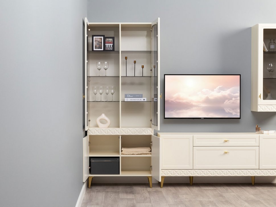 Марион шкаф-витрина 16.397.02 Слоновая кость