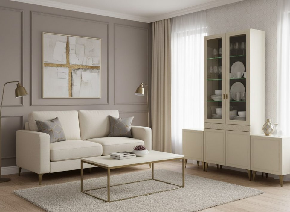 Марион шкаф-витрина 16.397.02 Слоновая кость