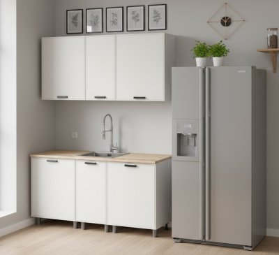 Кухня Аленушка 1,6м в.3 Магнолия Молочный,скоба черный,сонома