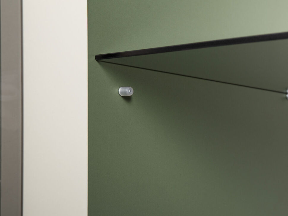 Марион шкаф-витрина 16.397.02 Дымчатый зеленый / Олива шагрень