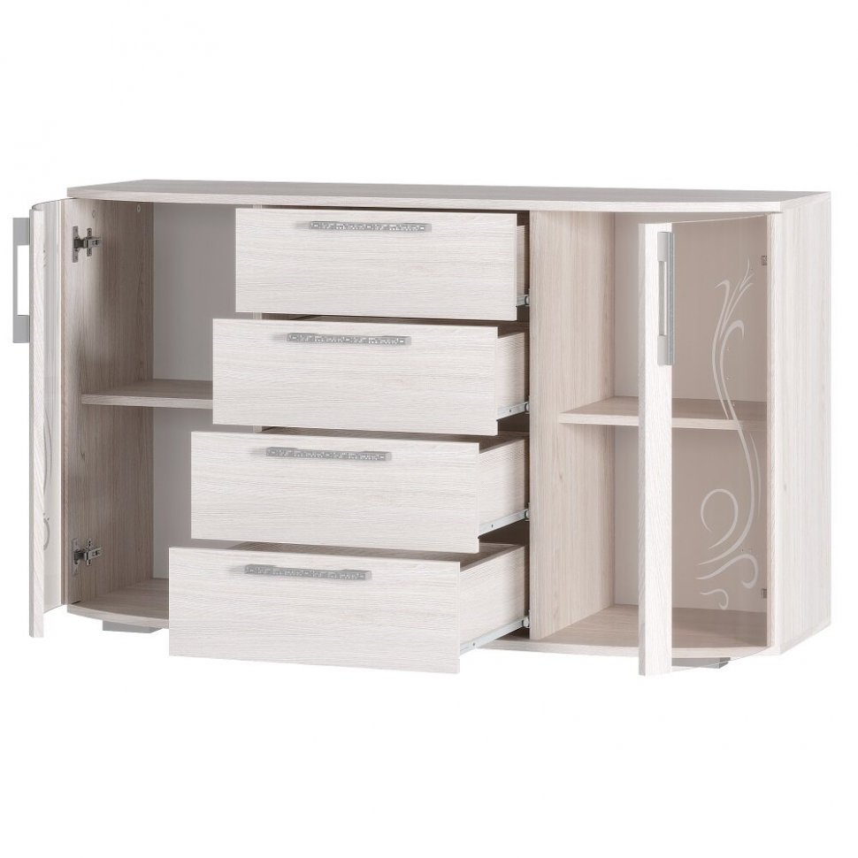 Комод-витрина Флорида (БТС) Ясень белый