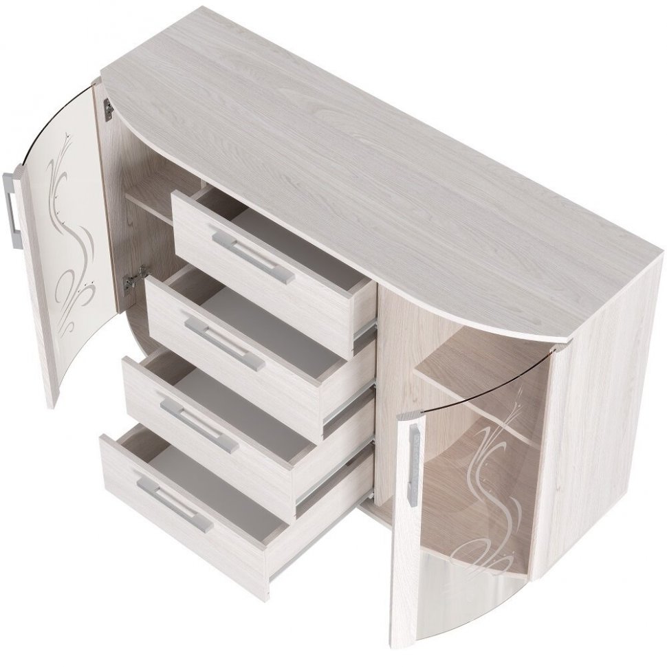 Комод-витрина Флорида (БТС) Ясень белый