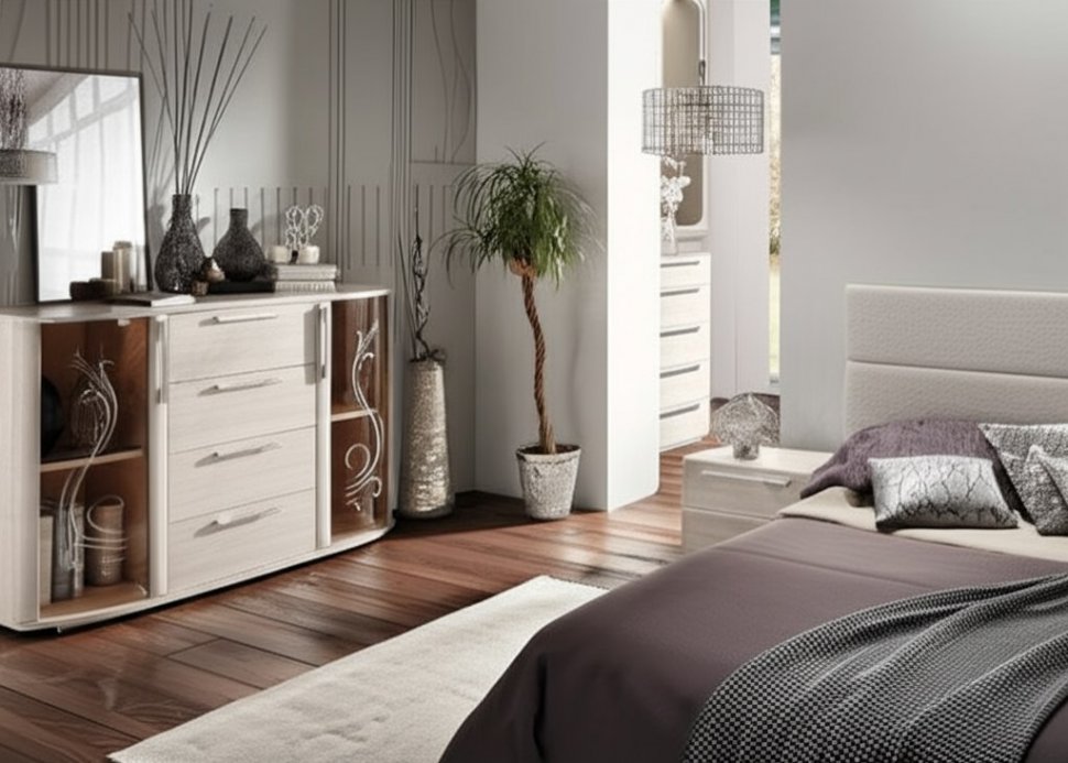 Комод-витрина Флорида (БТС) Ясень белый