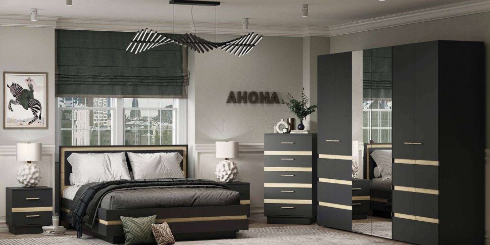 Шкаф 6-дверный Анона (Глазов) 270 Антрацит