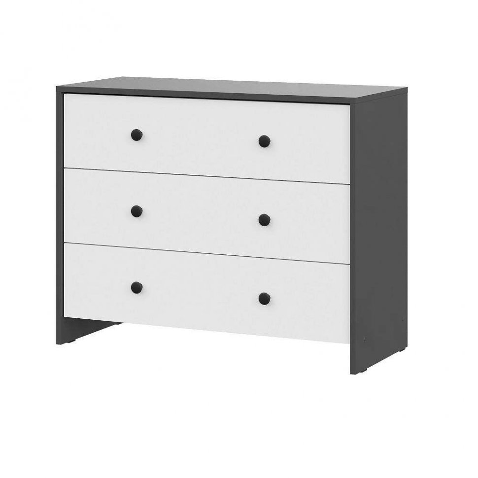 Комод 3 ящика Дольче Графит, Белый