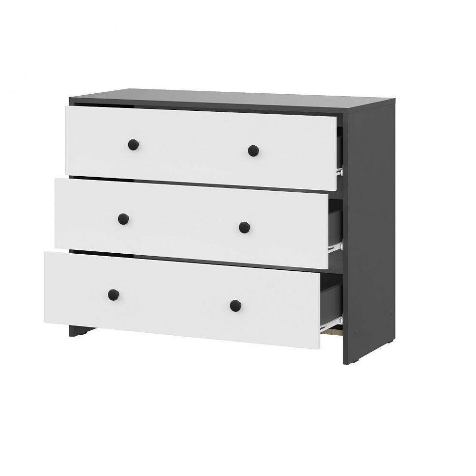 Комод 3 ящика Дольче Графит, Белый