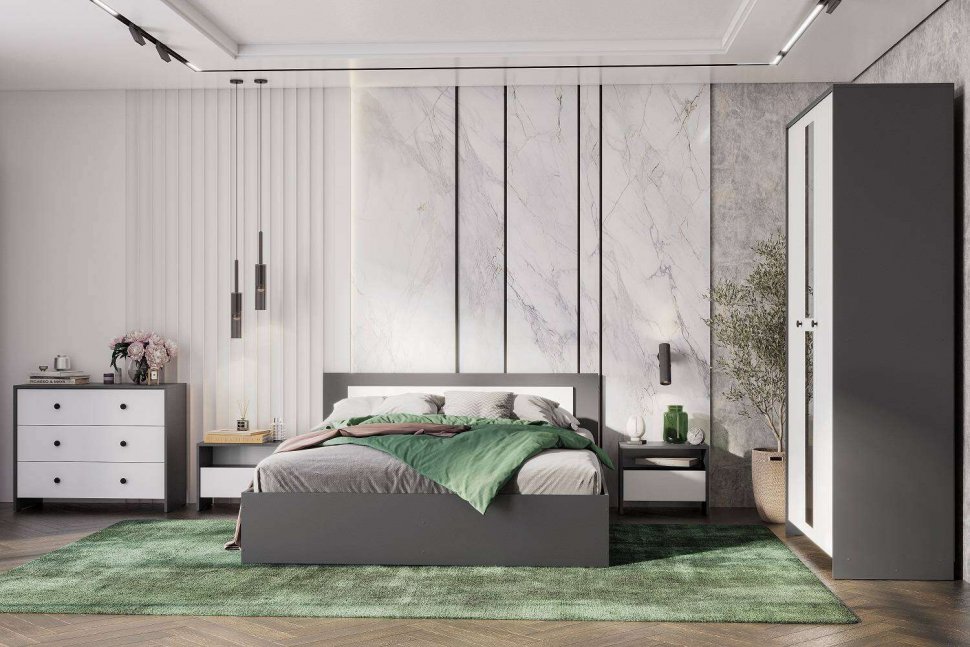 Комод 3 ящика Дольче Графит, Белый