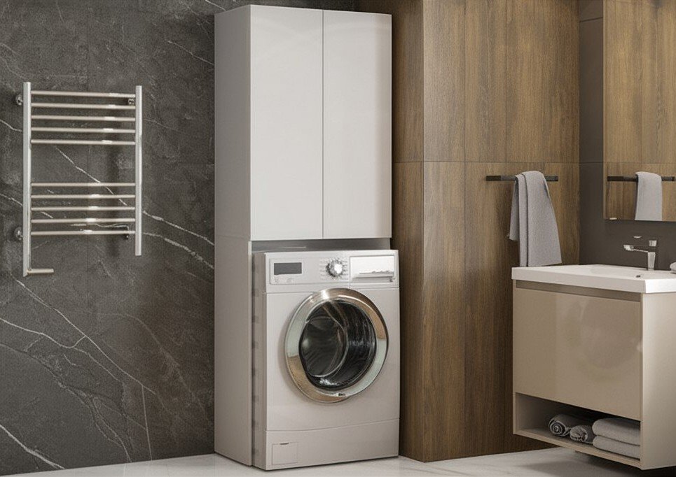 Пенал 640 с нишей для стиральной машины, Белый