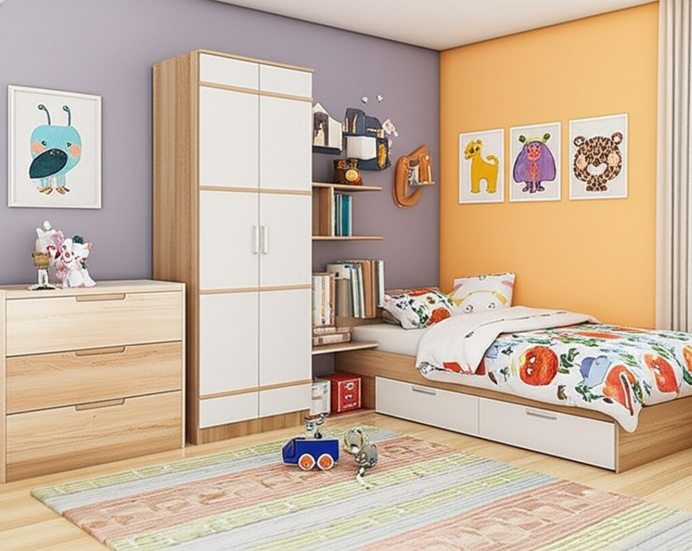 Шкаф двухдверный Сакура (БТС) Белый/Дуб Сонома