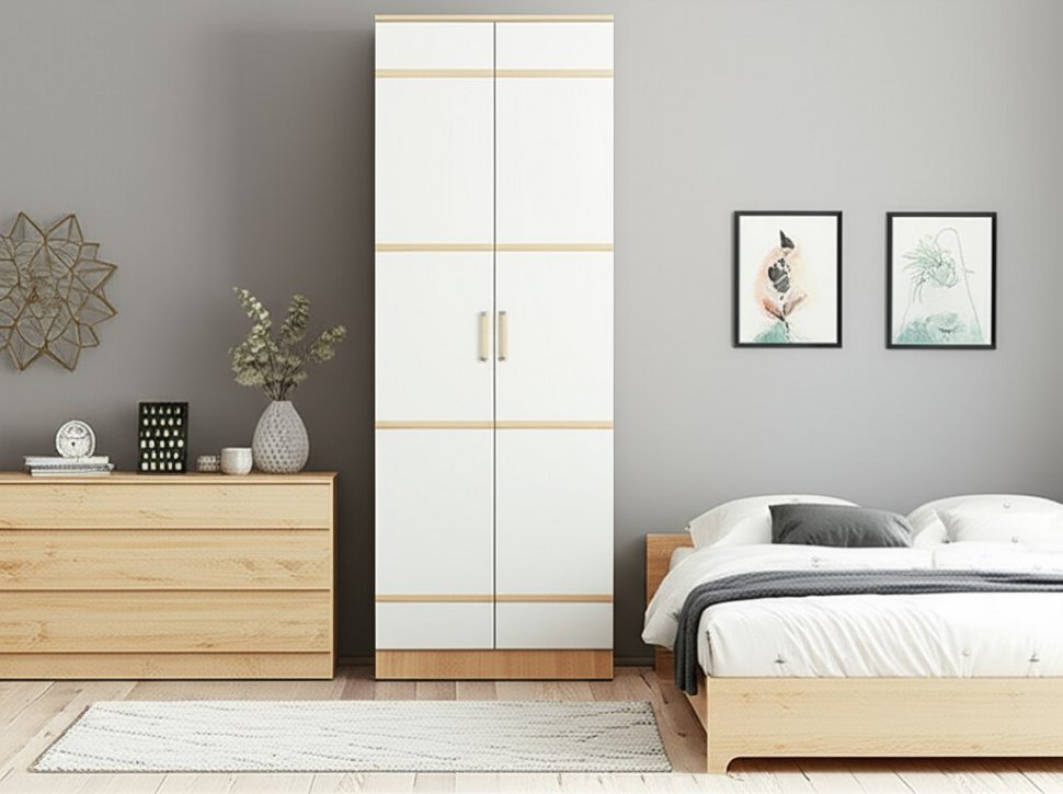 Шкаф двухдверный Сакура (БТС) Белый/Дуб Сонома