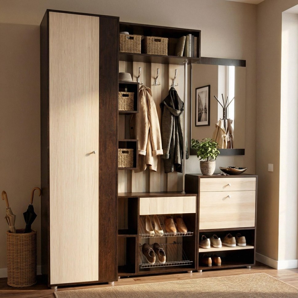 Прихожая Мини-Лайт комл. 7 венге/ясень шимо светлый