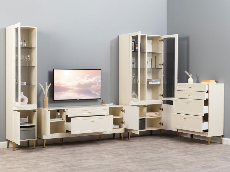 Марион шкаф-витрина 16.397.01 Слоновая кость