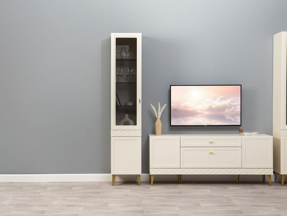 Марион шкаф-витрина 16.397.01 Слоновая кость