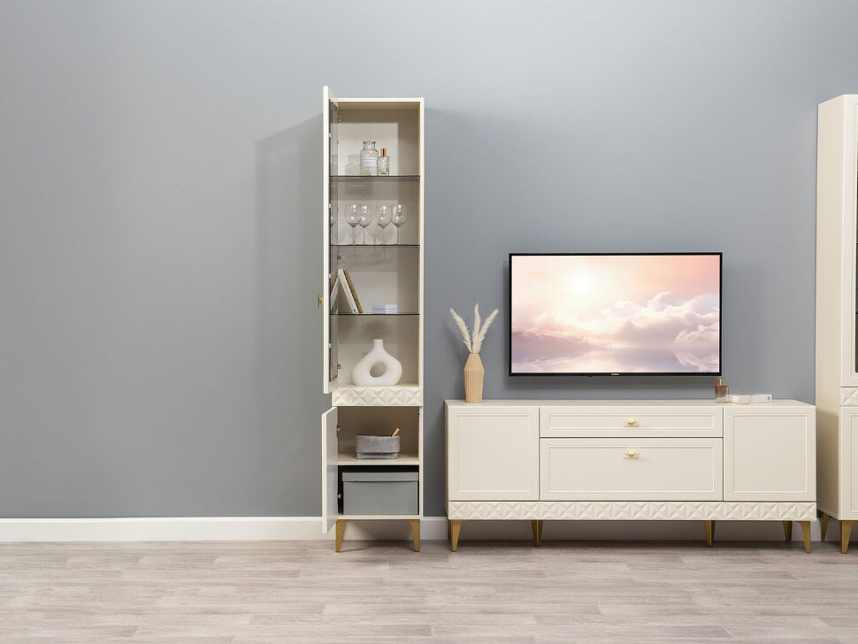 Марион шкаф-витрина 16.397.01 Слоновая кость