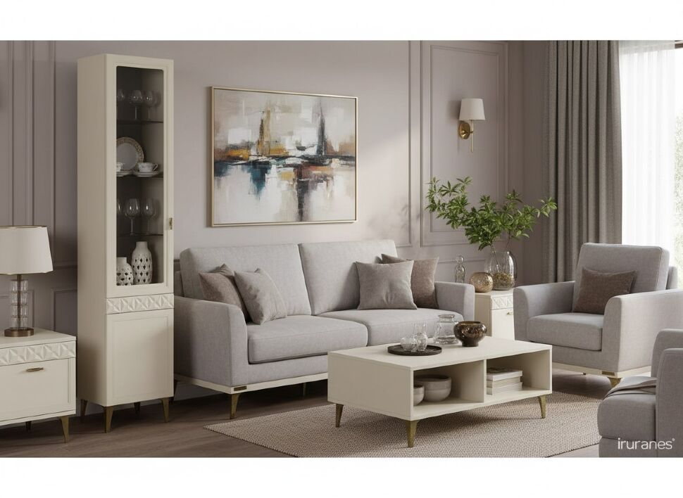 Марион шкаф-витрина 16.397.01 Слоновая кость