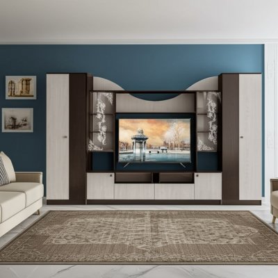 Стенка в гостиную МГС-8 (Арника) Венге / Ясень Анкор светлый