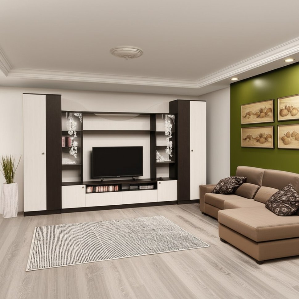 Стенка в гостиную МГС-8 (Арника) Венге / Ясень Анкор светлый