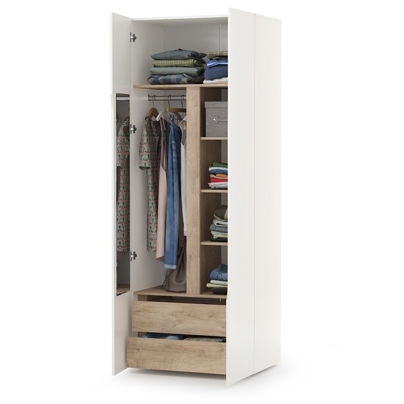 Муссон Шкаф двухстворчатый 13.198 белый/дуб эндгрейн