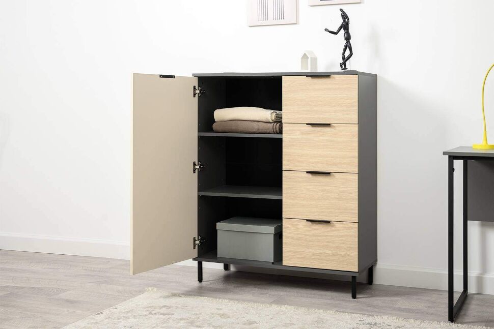 Комод Марвэл 16.234.01 Темно-серый, Сатин, Плэйн