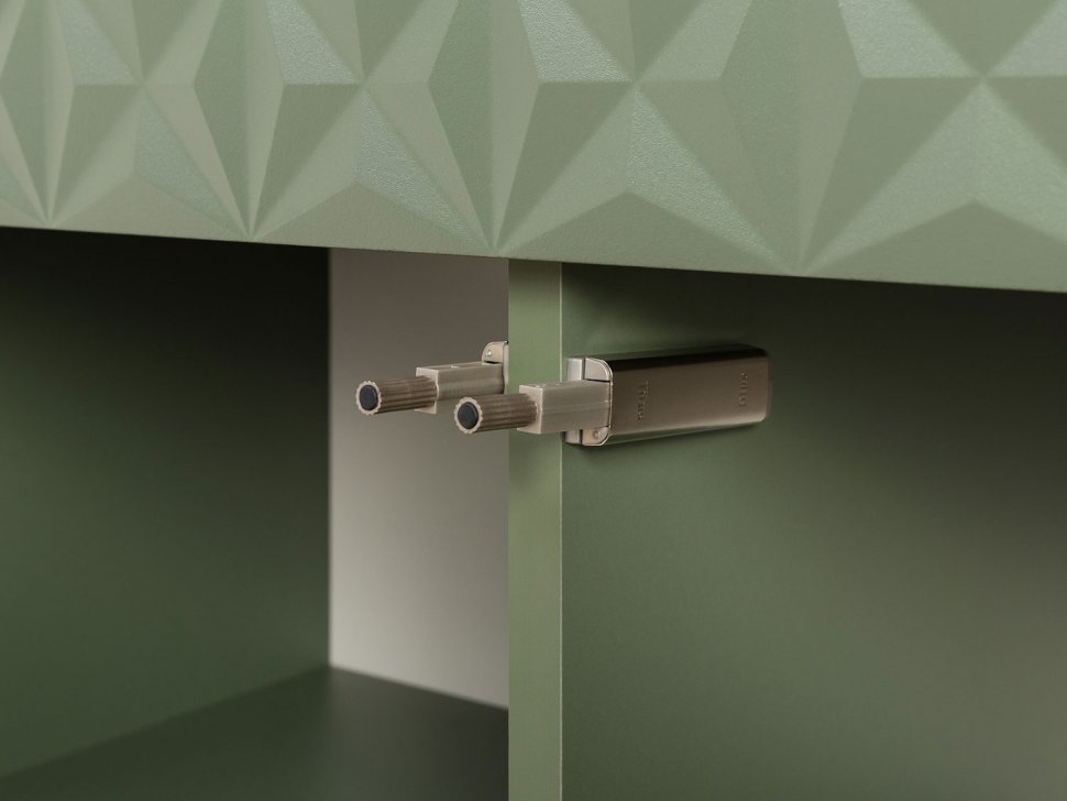 Марион шкаф-витрина 16.397.01 Дымчатый зеленый / Олива шагрень