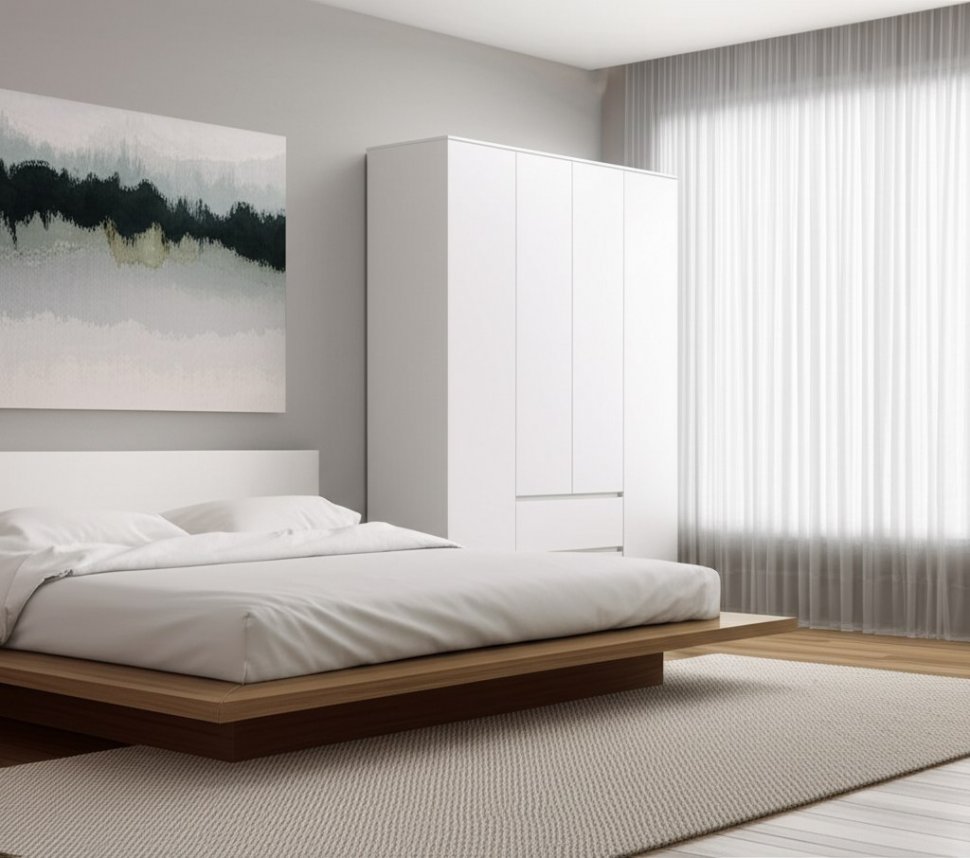 Шкаф 4-х створчатый Симпл ШК-13 (БТС) Белый