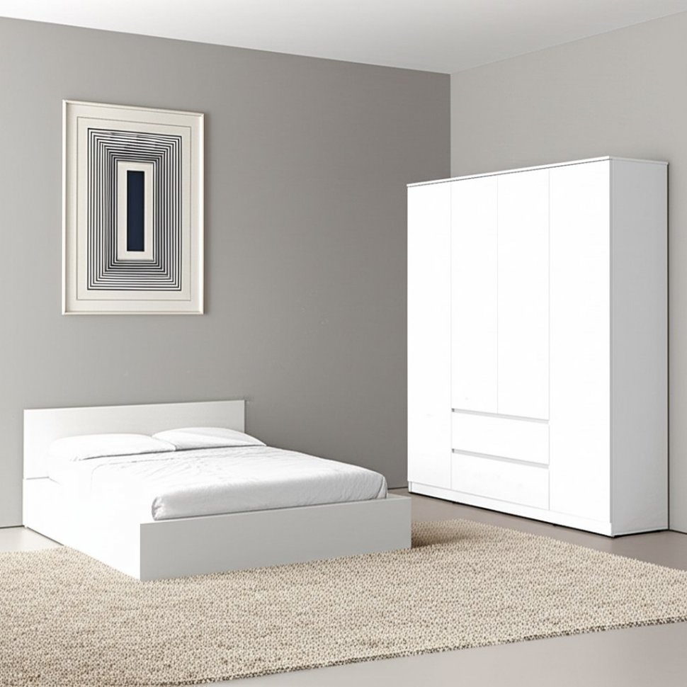 Шкаф 4-х створчатый Симпл ШК-13 (БТС) Белый