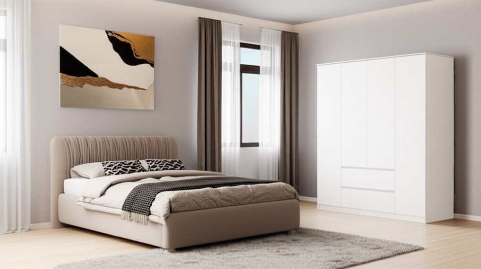 Шкаф 4-х створчатый Симпл ШК-13 (БТС) Белый