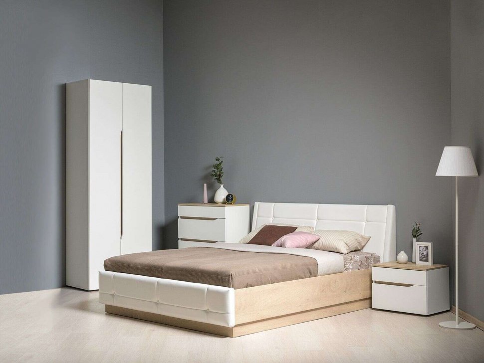 Спальня Муссон Белый/Дуб Эндгрейн комплектация 2