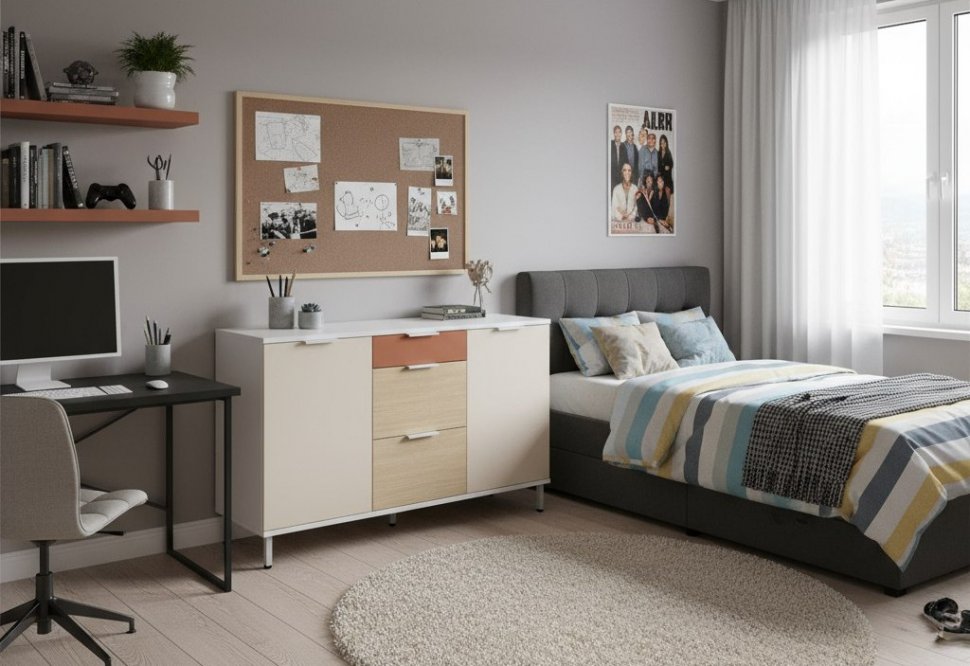 Комод Марвэл 16.234.02 Белый, Сатин, Плэйн, Безмолвная пустыня