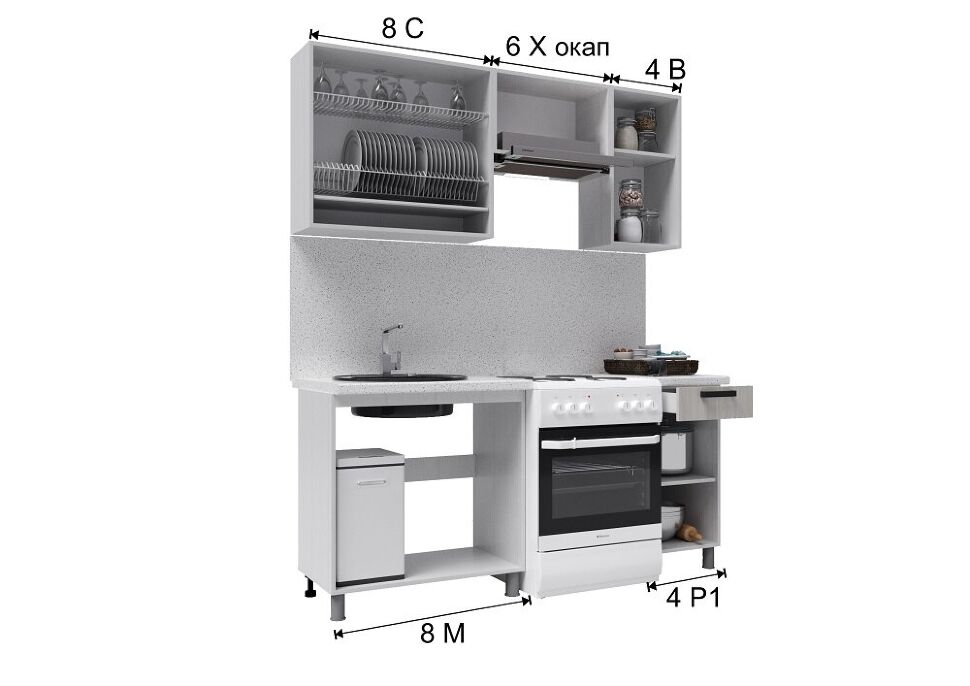Кухня Версаль, 1,8 м с окапом