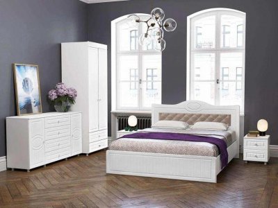 Спальня Монако-1 мягкая спинка белое дерево