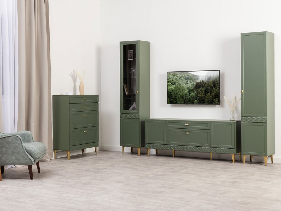 Марион комод 16.249 Дымчатый зеленый / Олива шагрень