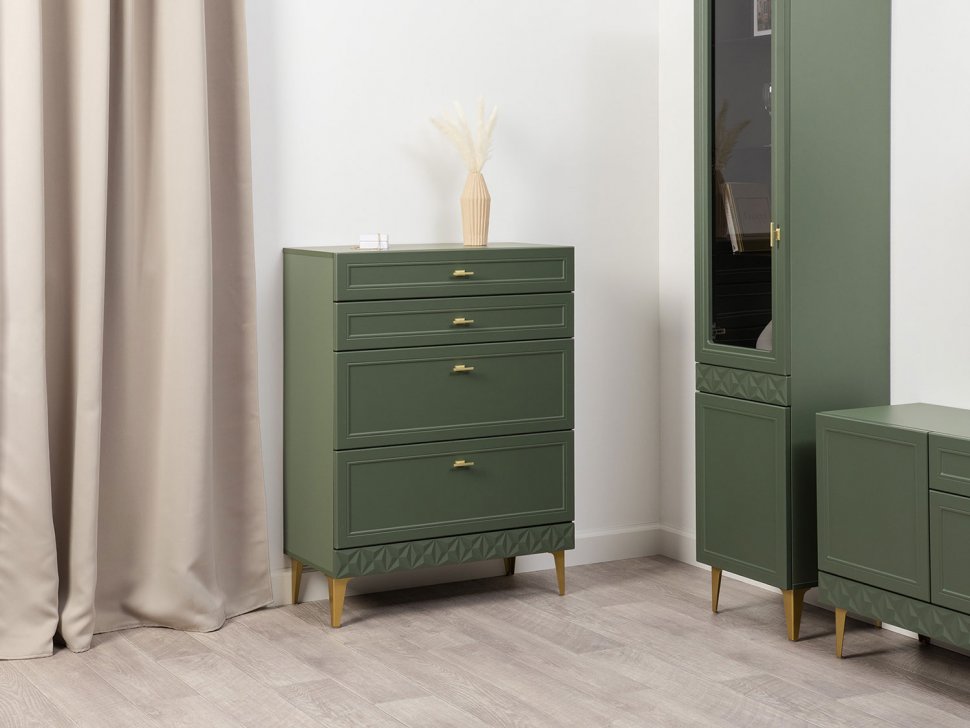 Марион комод 16.249 Дымчатый зеленый / Олива шагрень